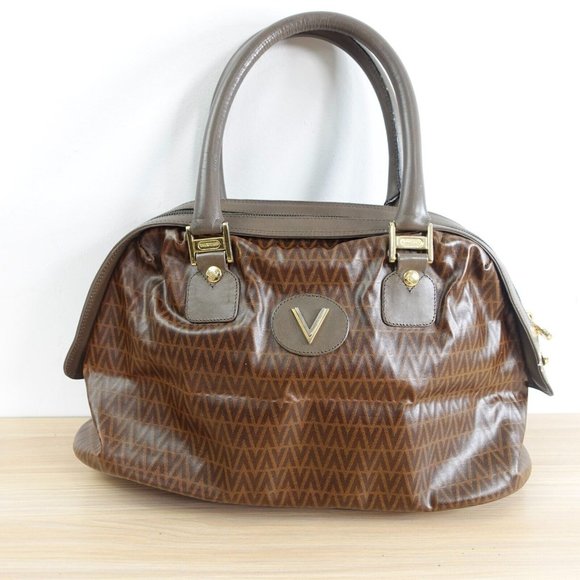 VINTAGE Valentino Bag Womens Leather Shoulder Purse Logo Handbag MARIO VALENTINO - Picture 1 of 14